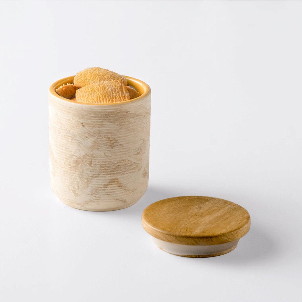 Pot en céramique avec couvercle en bois - Petit