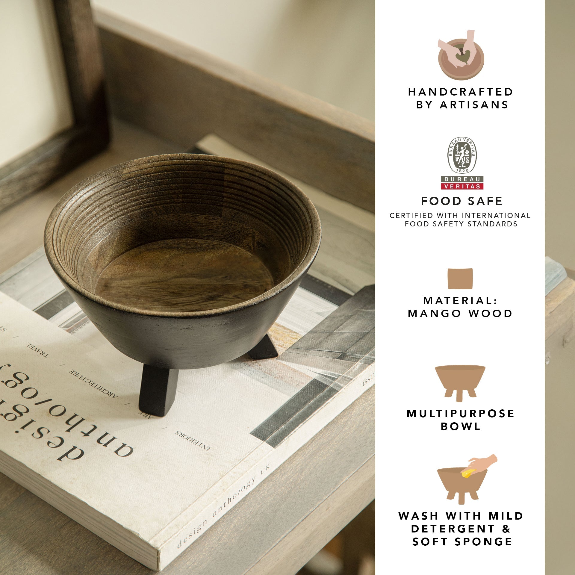 Tri Legged Round Bowl - Small