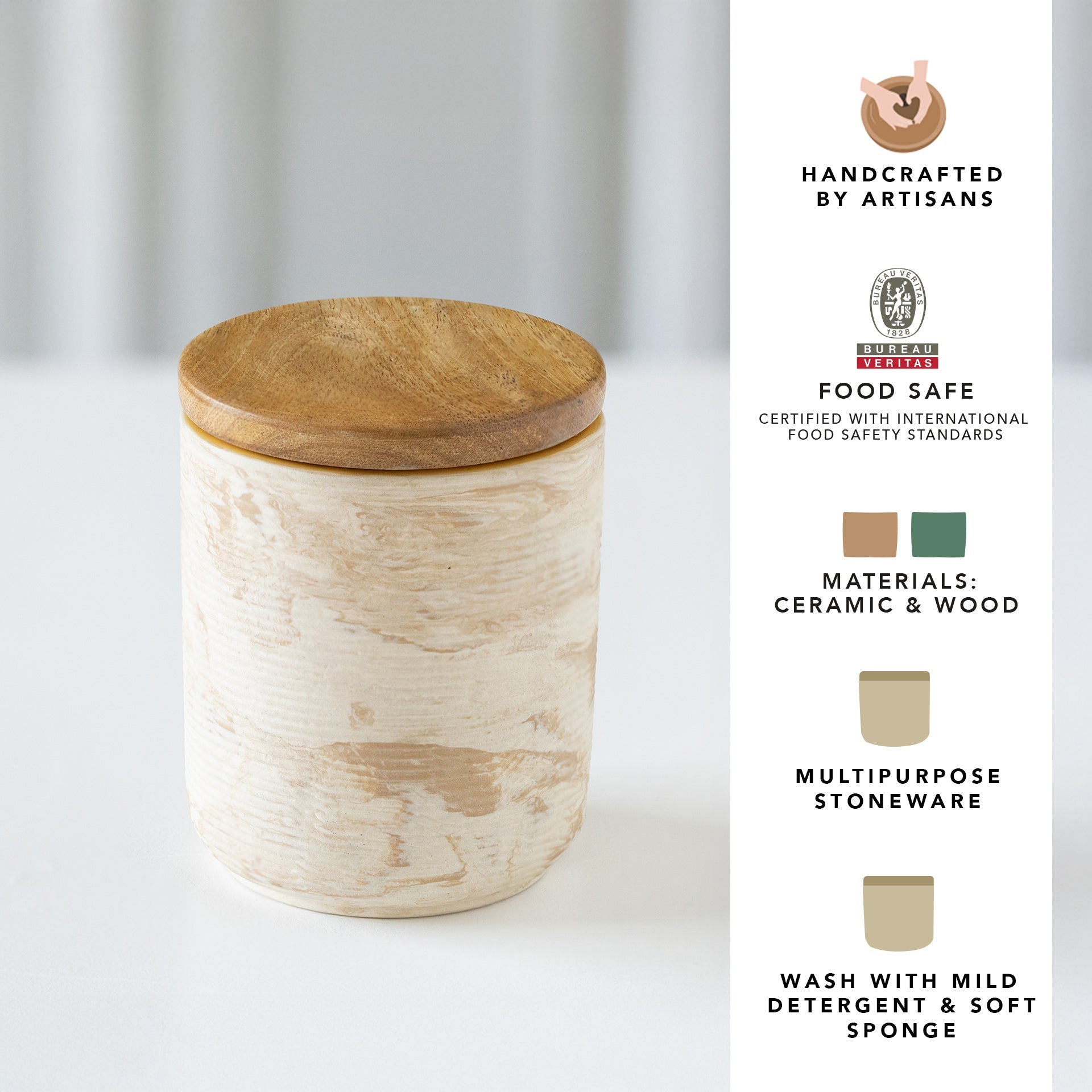 Ceramic Jar with Wooden Lid - Small