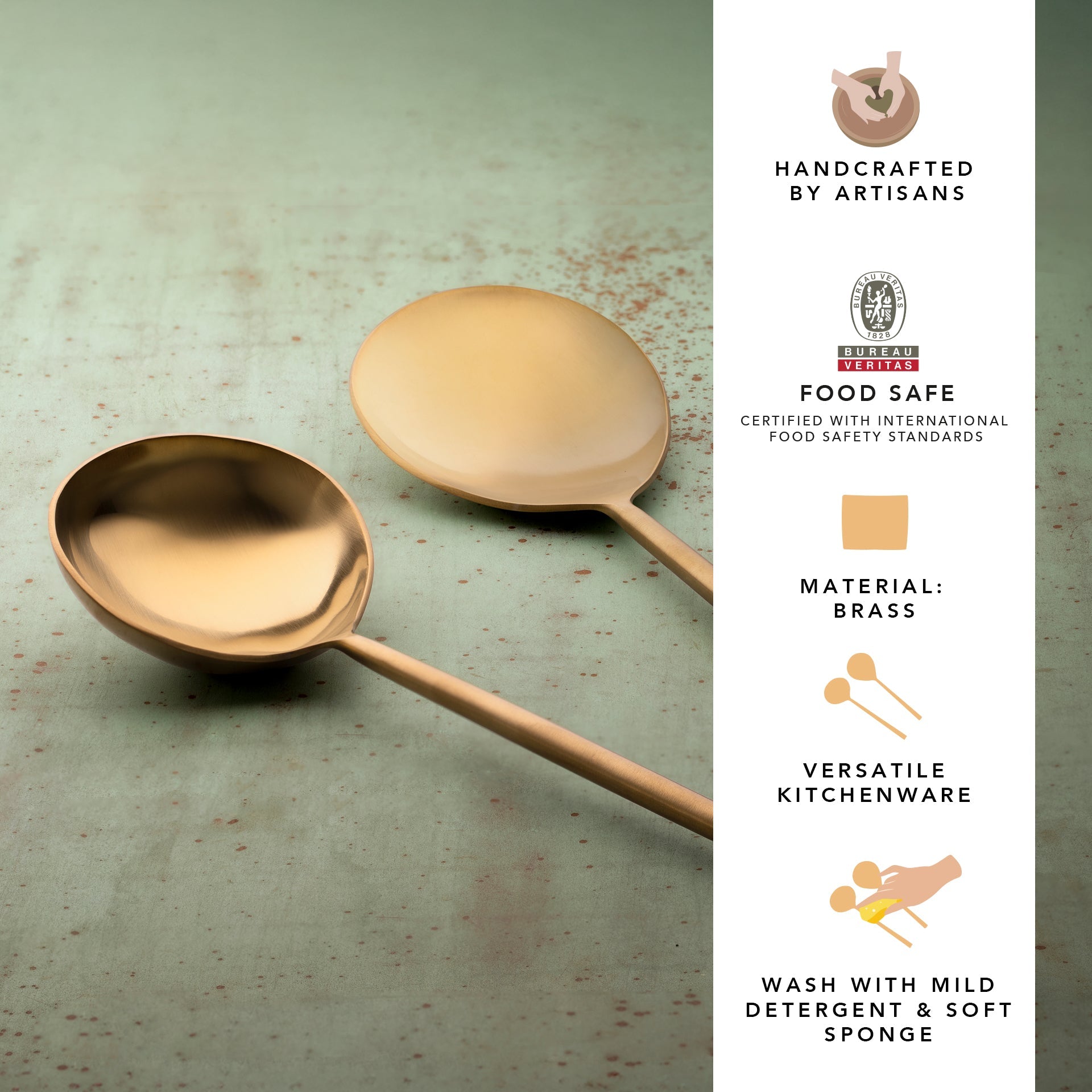 Gold Finish Stainless Steel Serving Set of 2