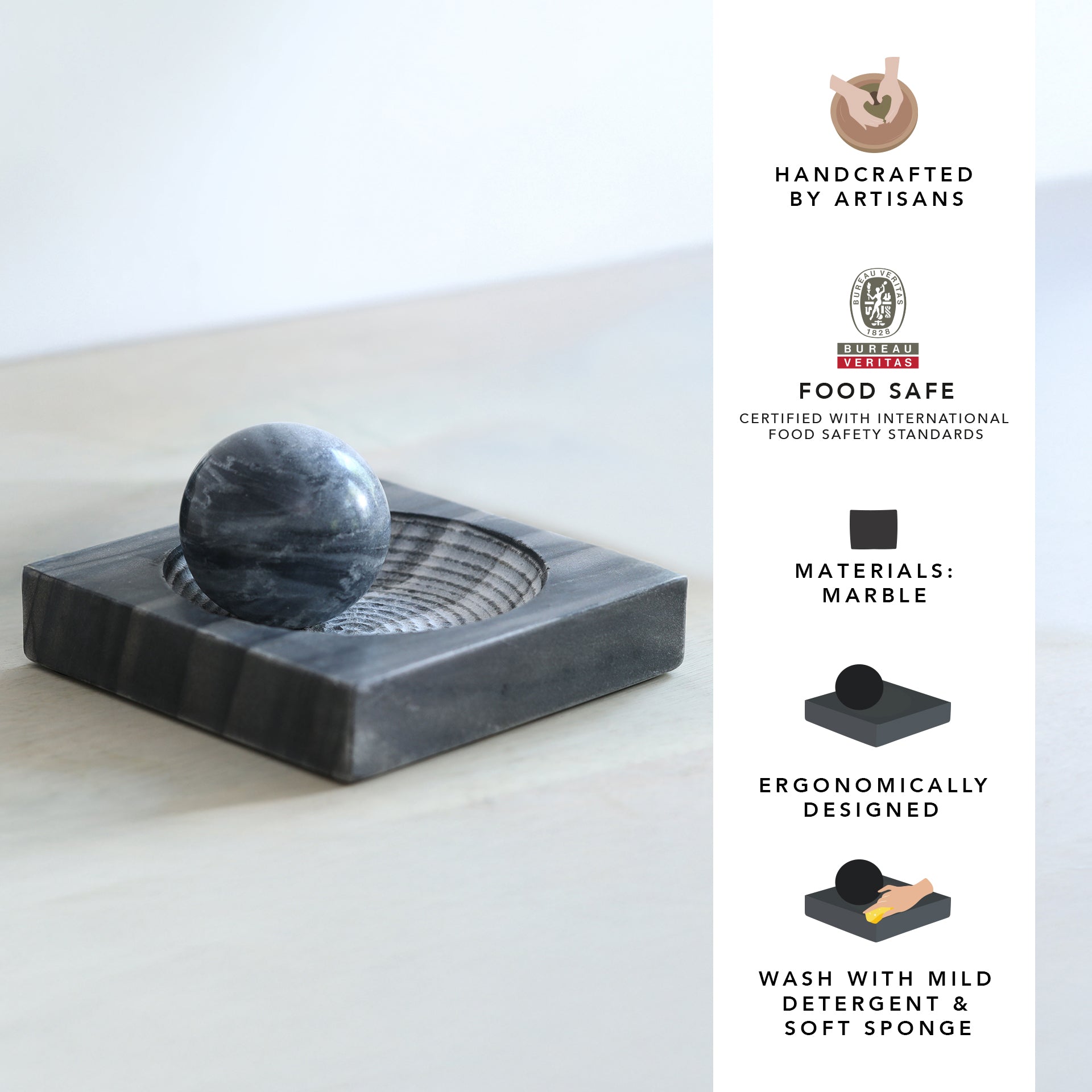 Marble Mortar & Pestle - Ball Pestle