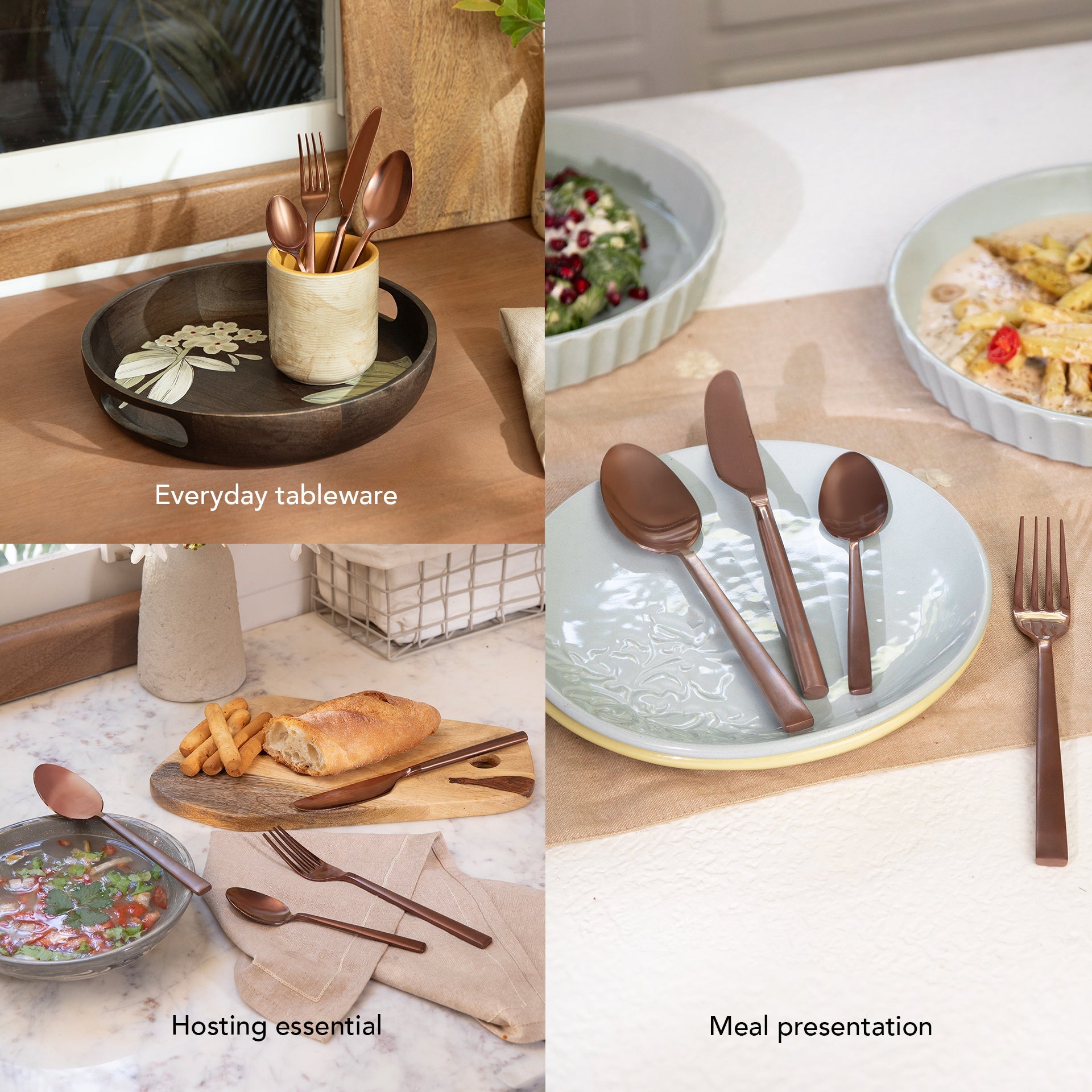 Rose Gold Stainless Steel Cutlery Set of 4