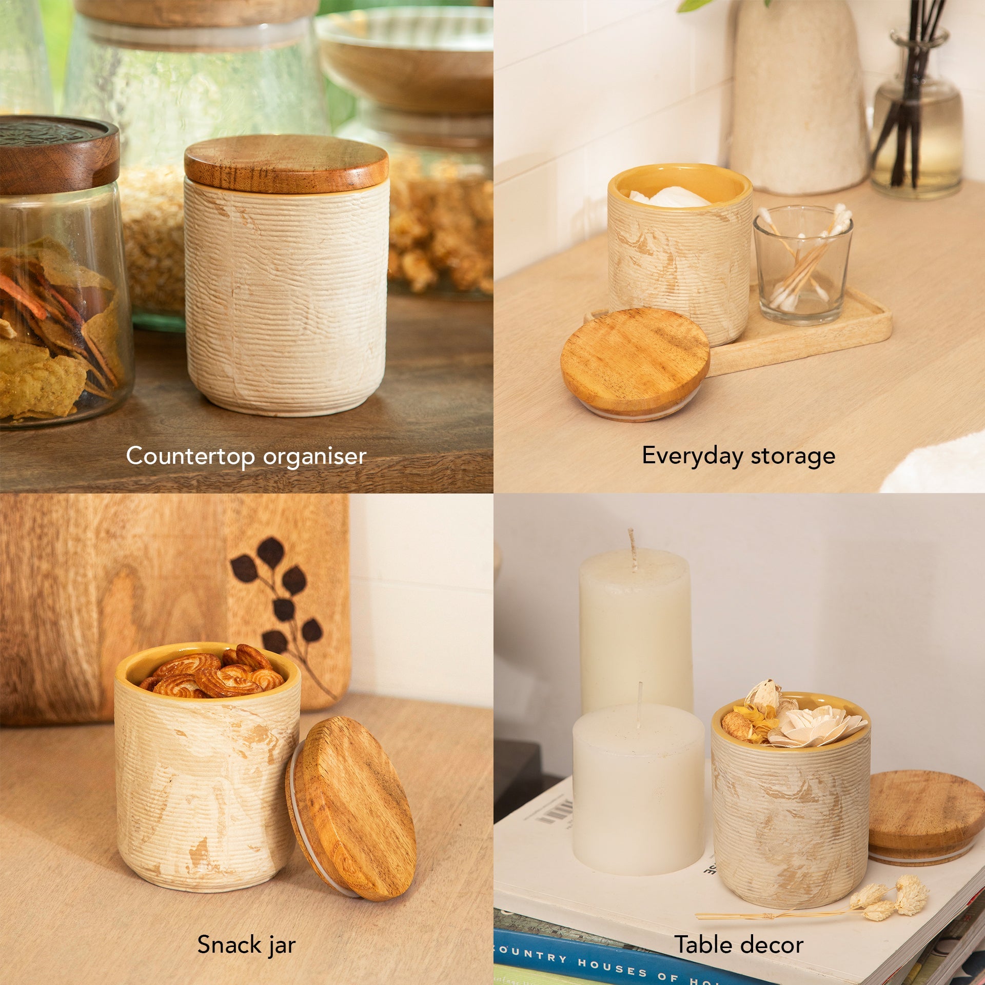 Ceramic Jar with Wooden Lid - Small