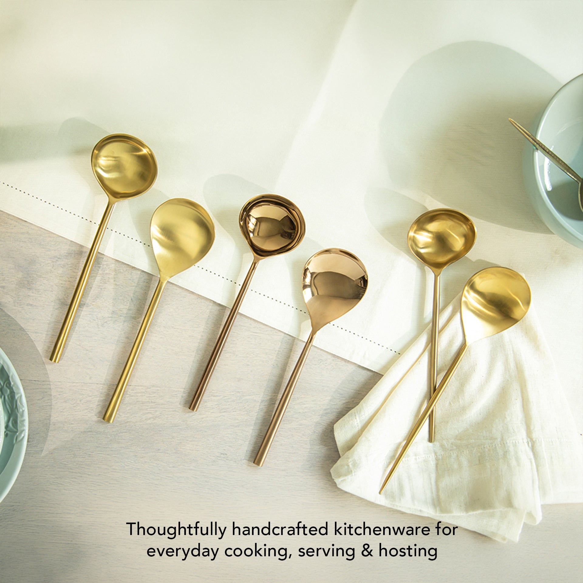 Gold Finish Stainless Steel Serving Set of 2