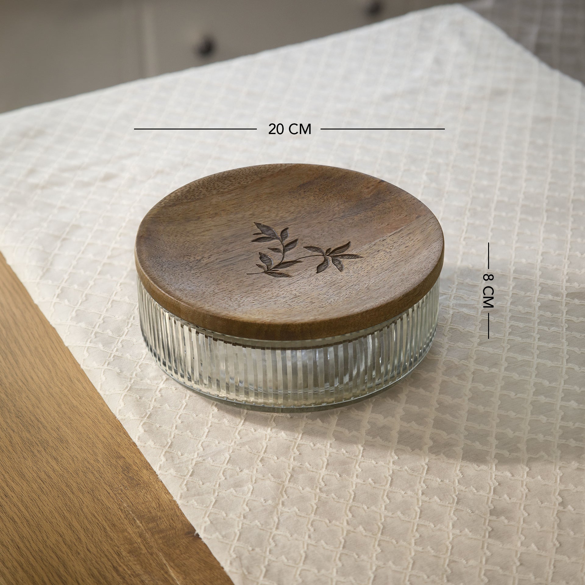 Glass Roti Box with Wooden Lid