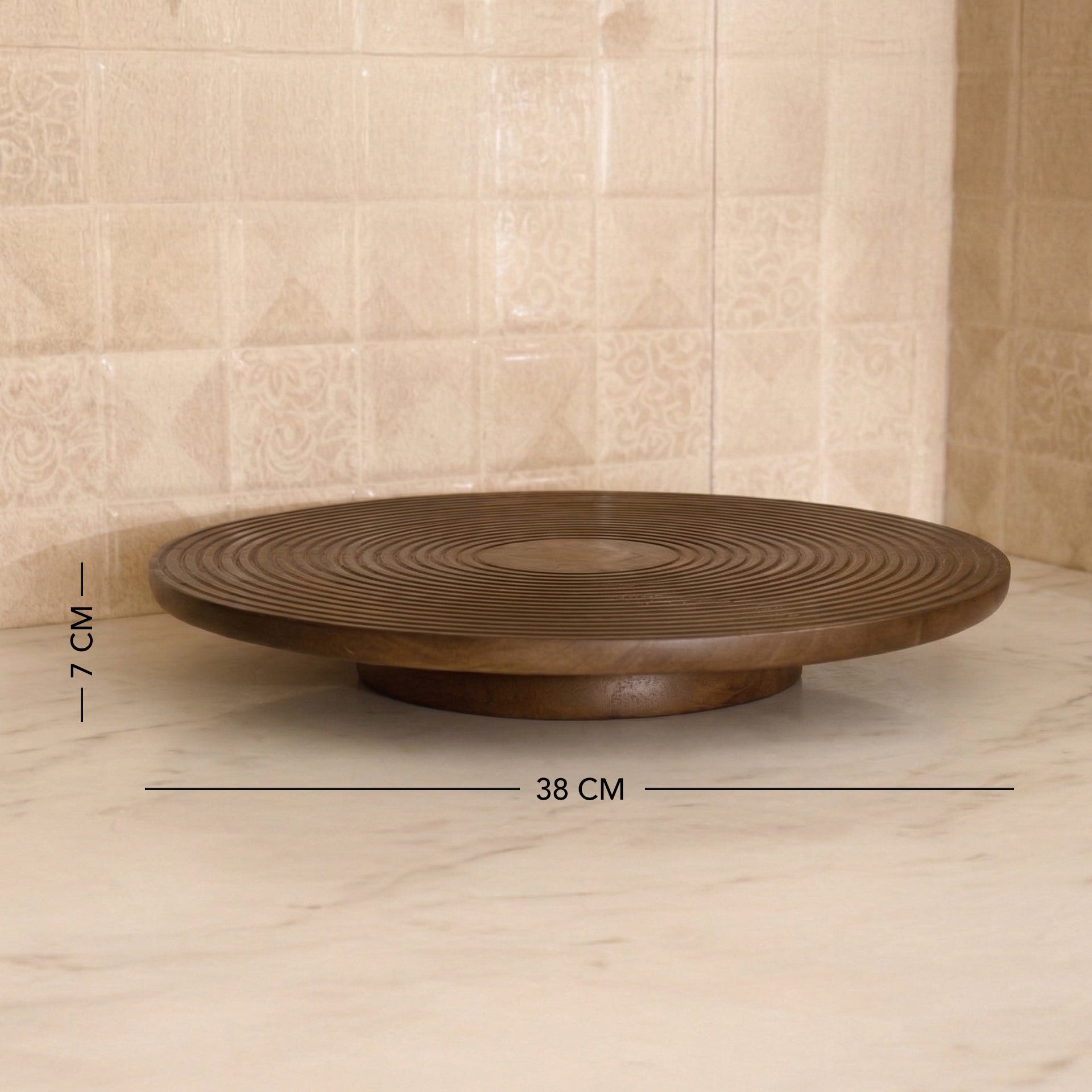 Mango Wood Lazy Susan Ribbed Natural