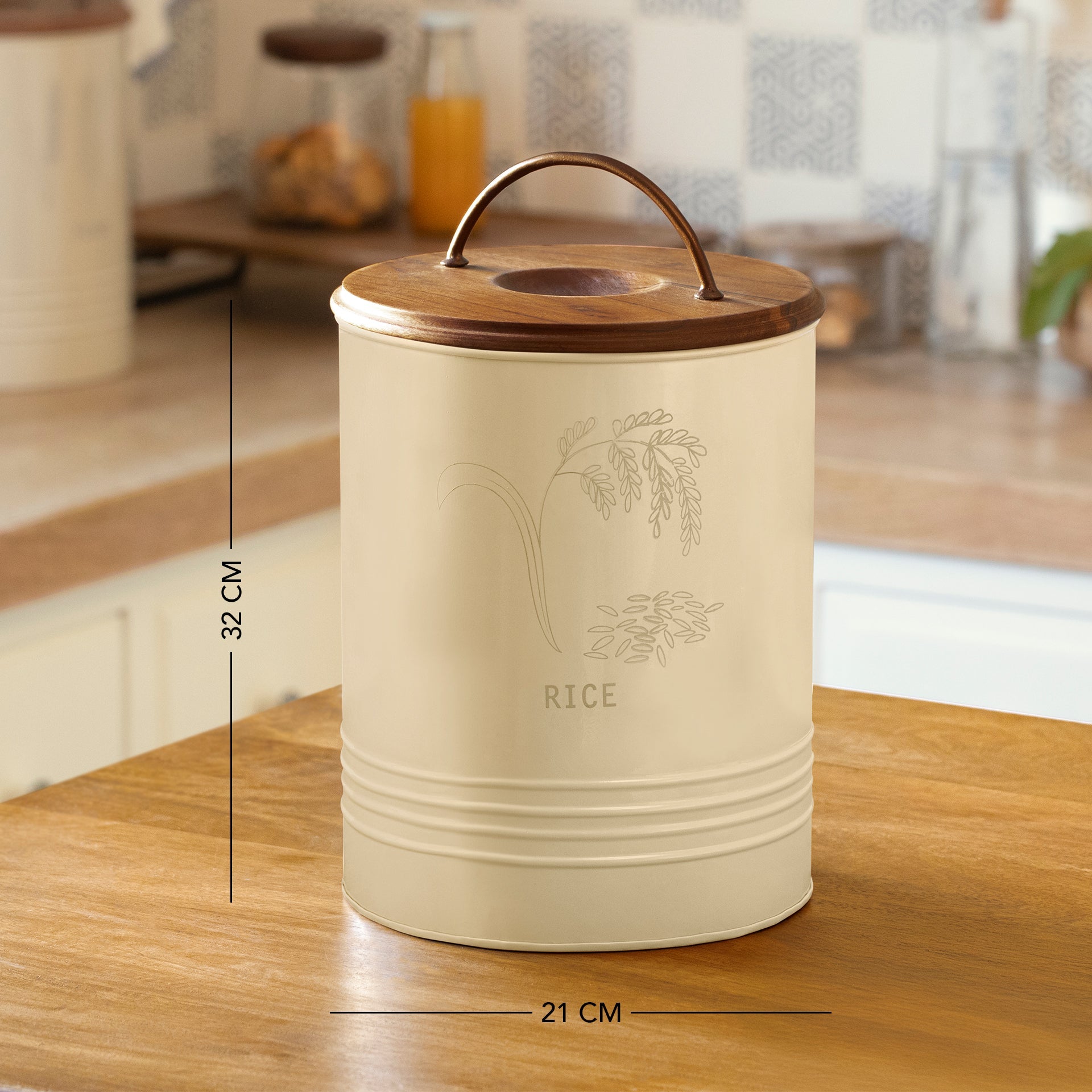 Rice Storage Barrel with Wooden Lid