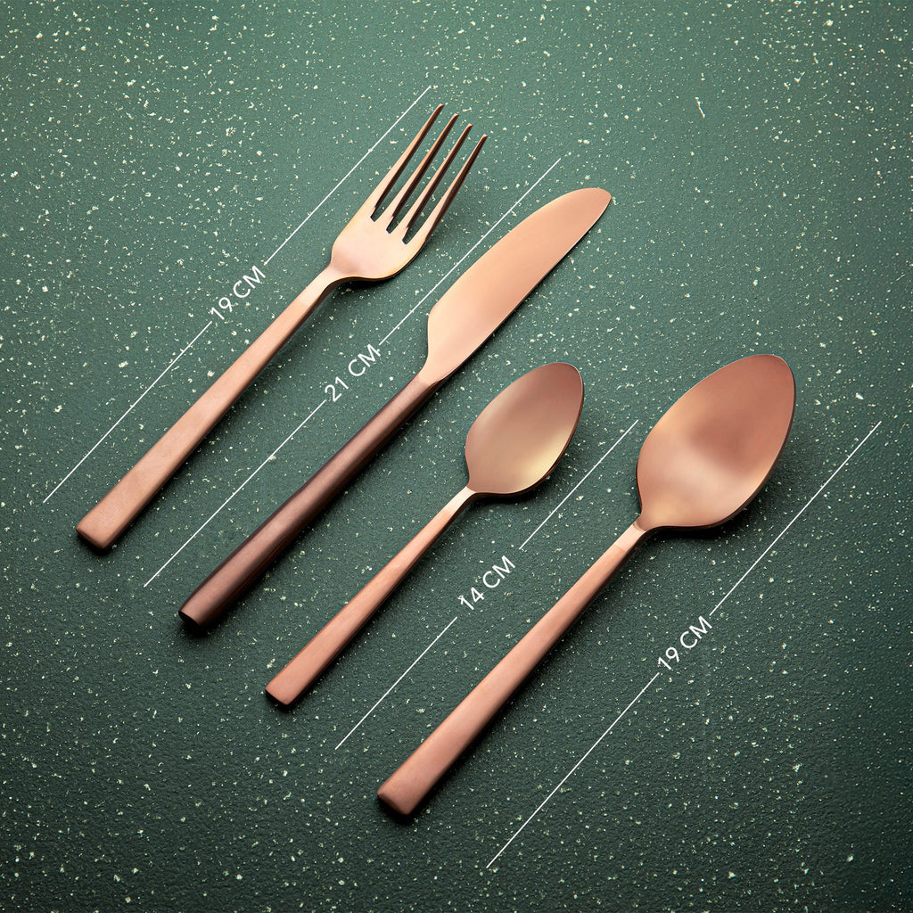 Ensemble de couverts en acier inoxydable or rose – 4 pièces
