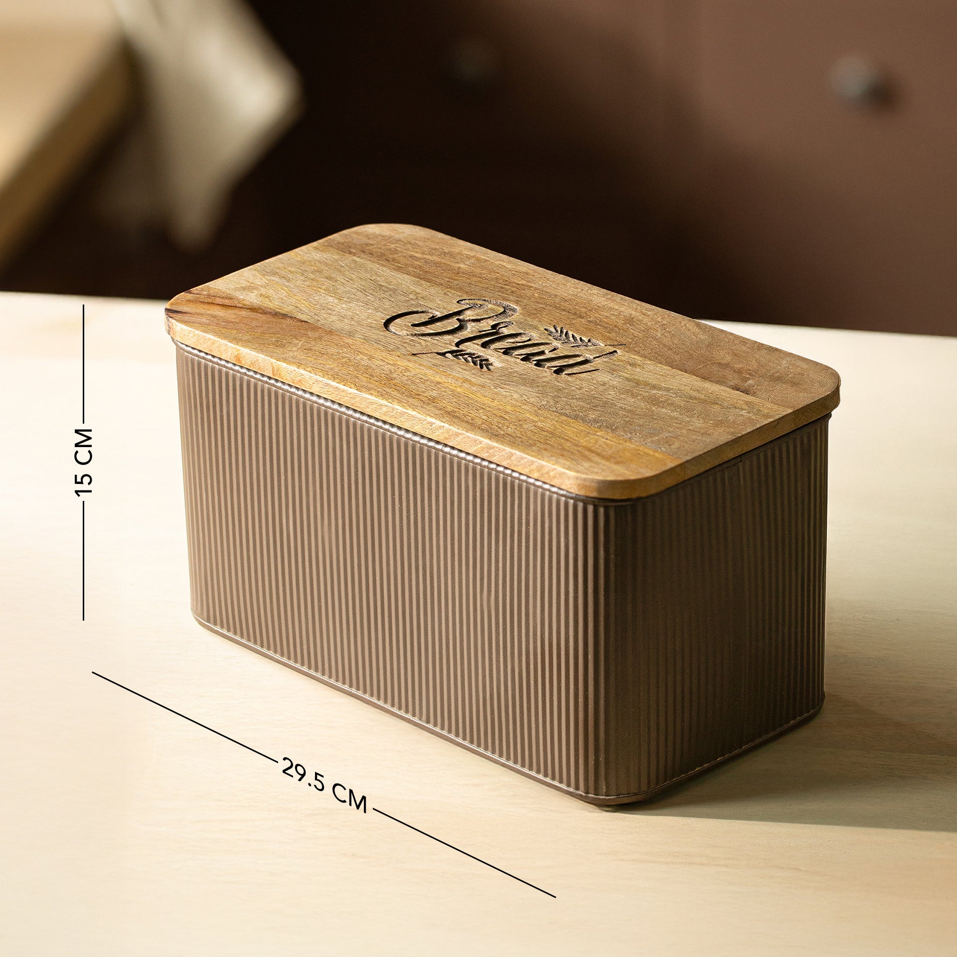 Charcoal Brown Bread Box with Lid