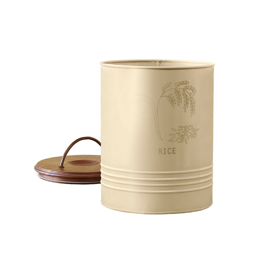 Baril de stockage de riz avec couvercle en bois