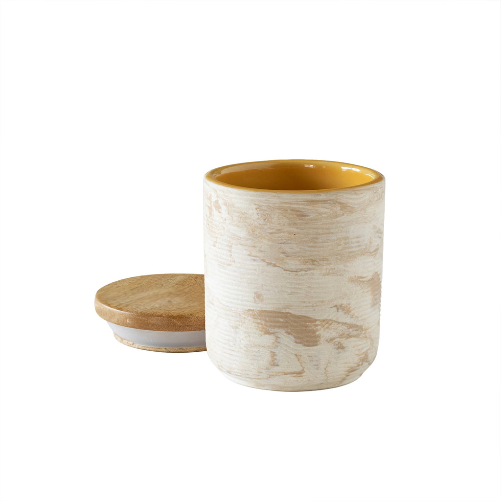 Pot en céramique avec couvercle en bois - Petit