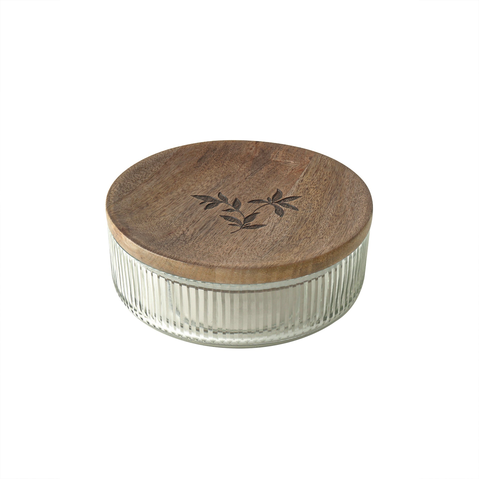 Glass Roti Box with Wooden Lid