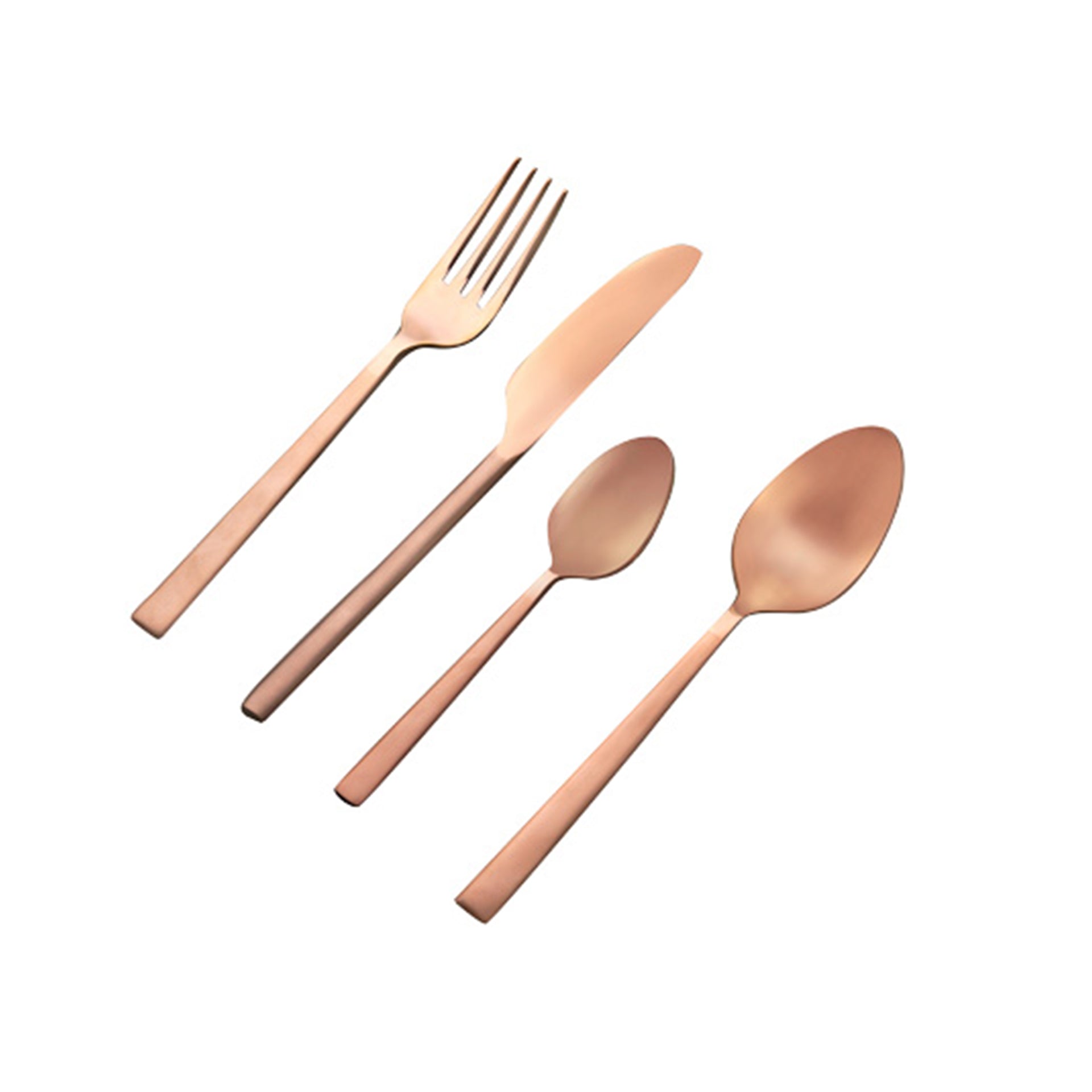 Ensemble de couverts en acier inoxydable or rose – 4 pièces