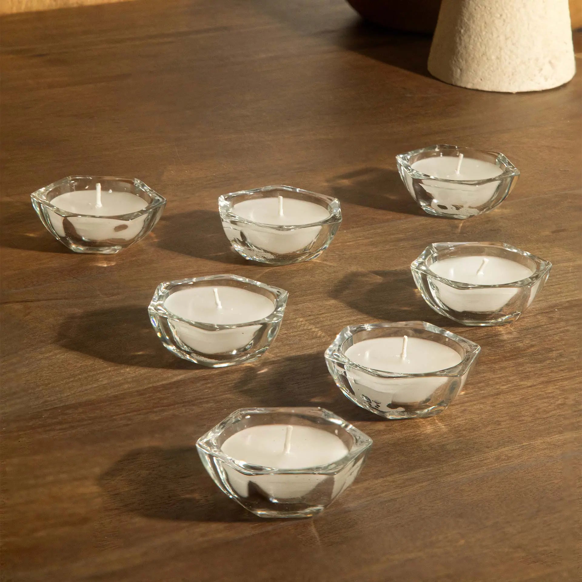 Ensemble de 24 Diyas en verre remplis de cire