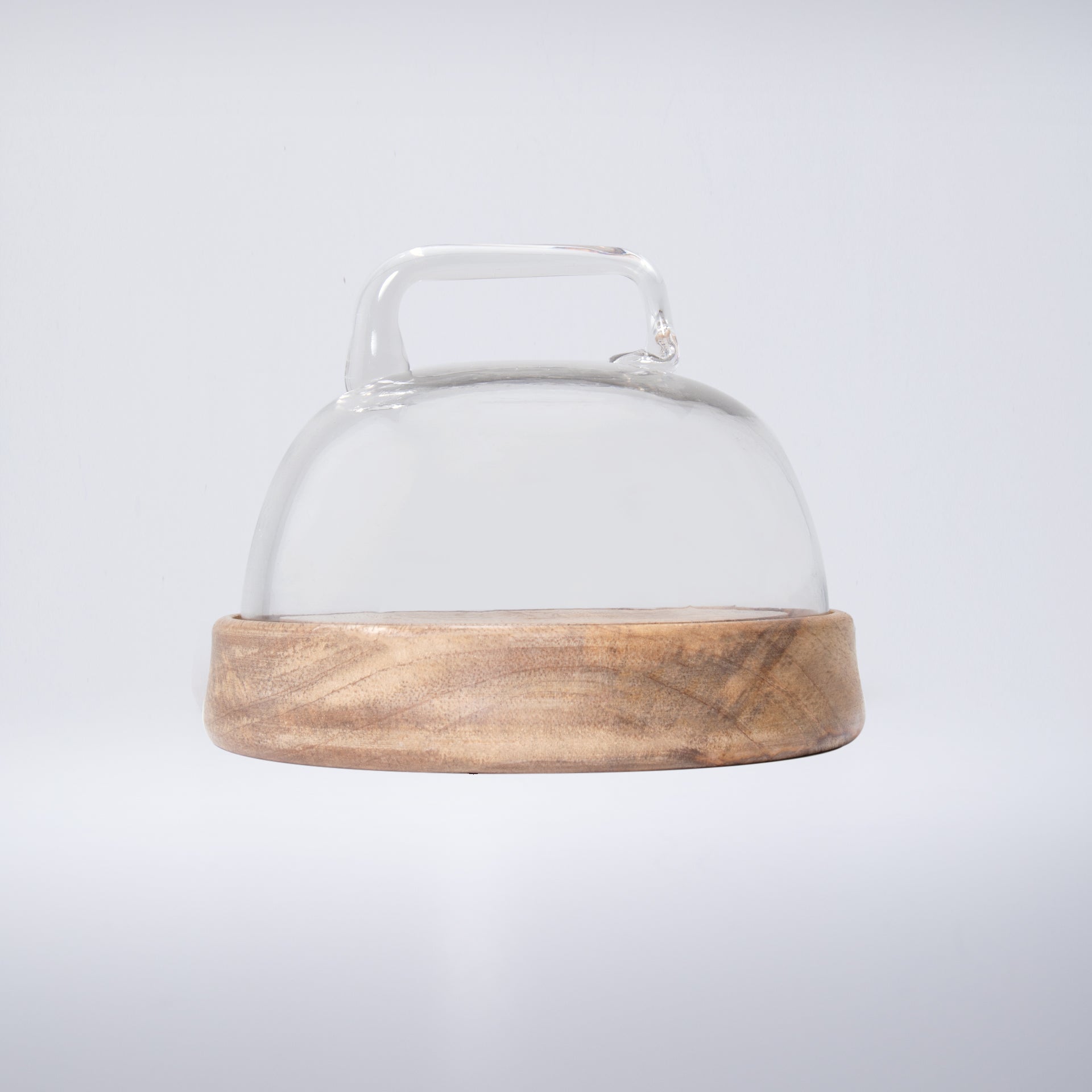 Dome Glass Cloche With Wooden Base- Small