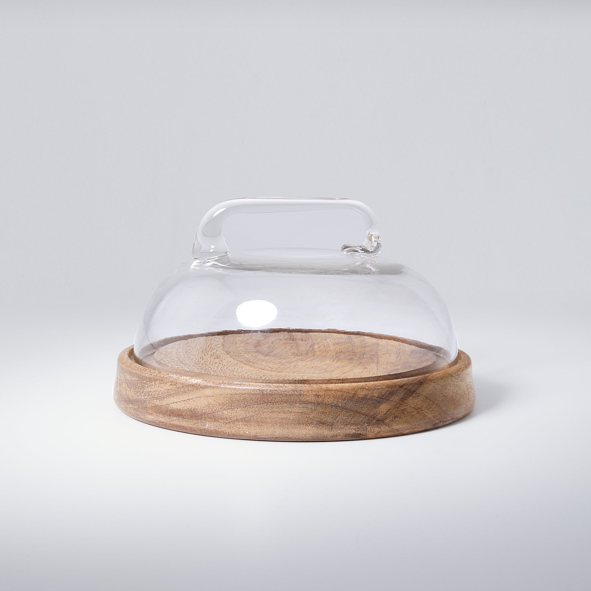 Dome Glass Cloche With Wooden Base- Small