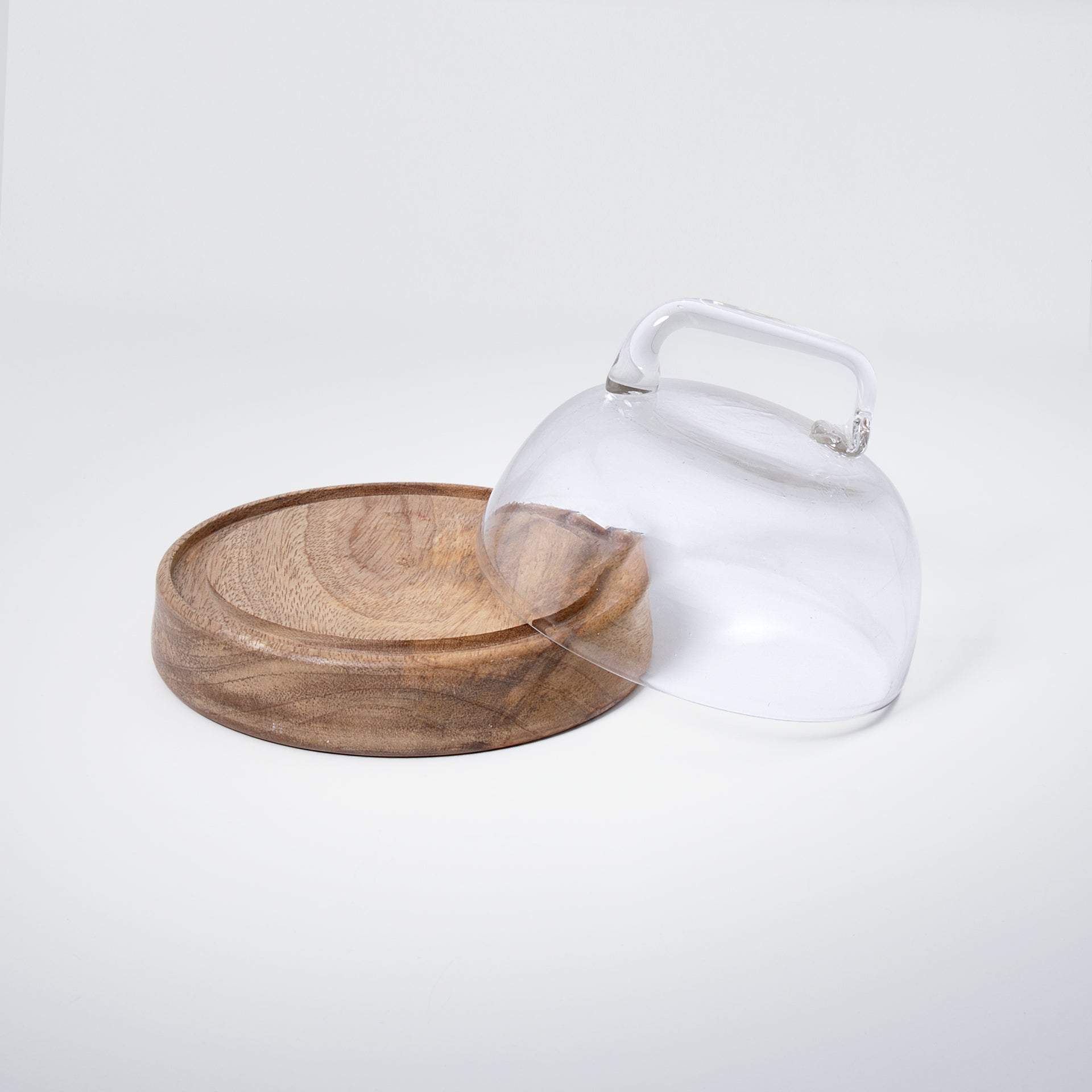 Dome Glass Cloche With Wooden Base- Small