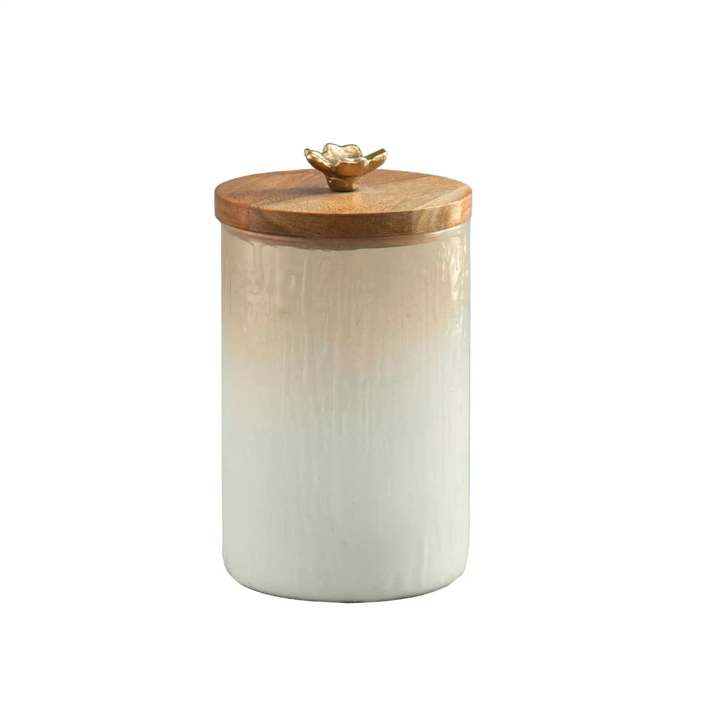 Pot en verre décor floral - Grand modèle