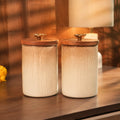 Lot de 2 grands bocaux en verre avec motifs floraux