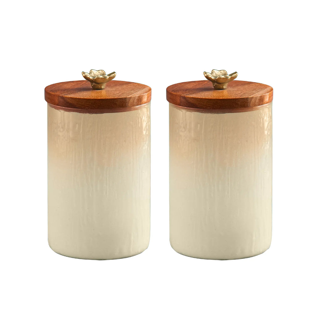 Lot de 2 grands bocaux en verre avec motifs floraux