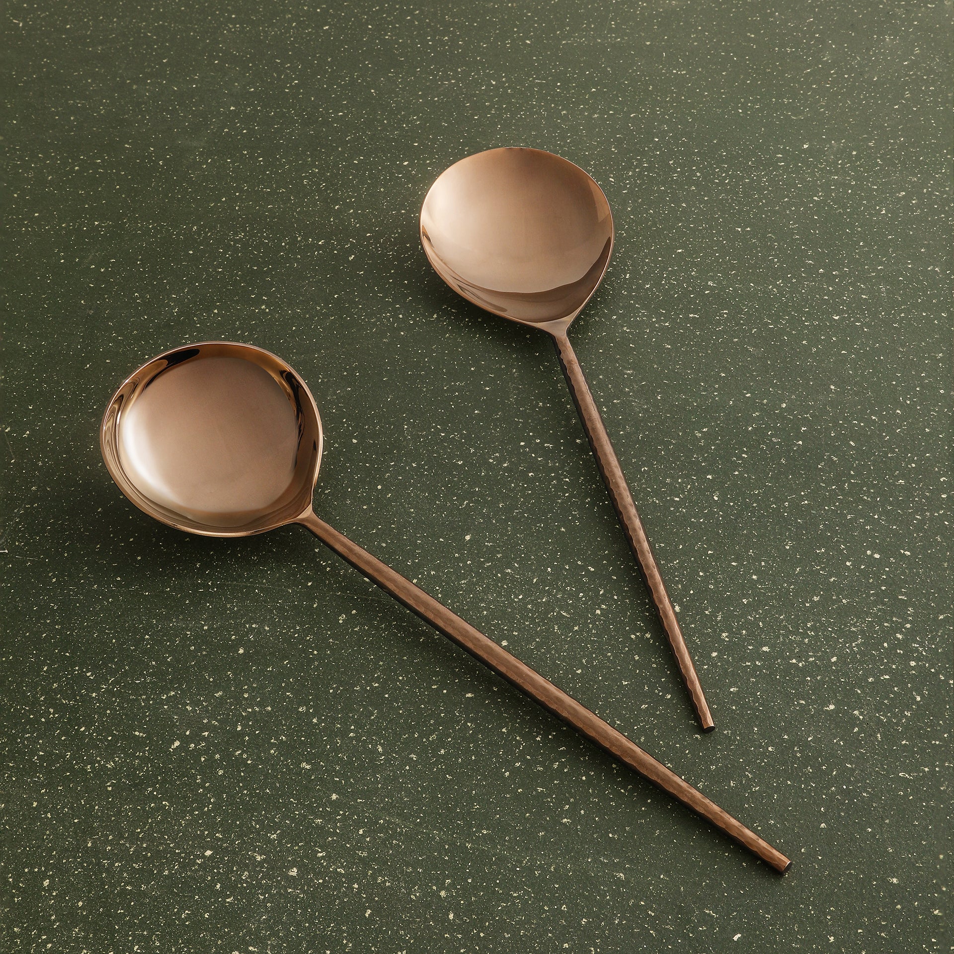 Rose Gold Hammered Handle Server Set of 2