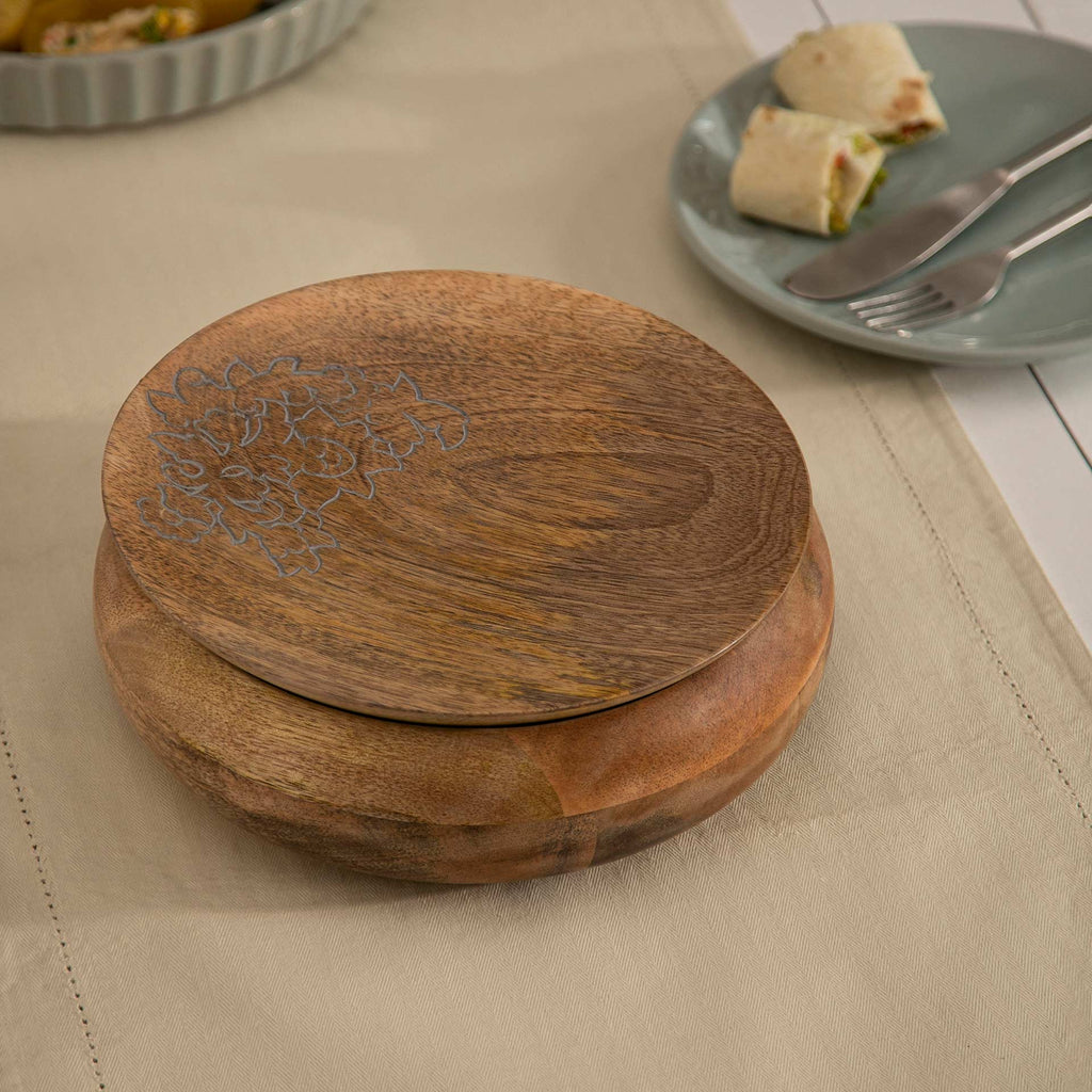 Boîte à Roti en Bois de Mangue Sculpté