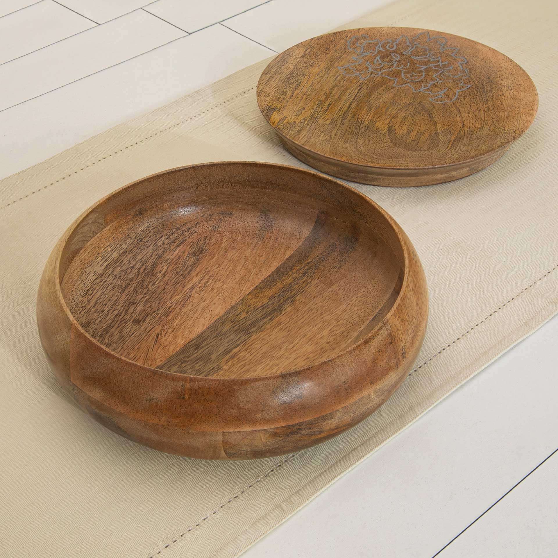 Carved Mango Wood Roti Box