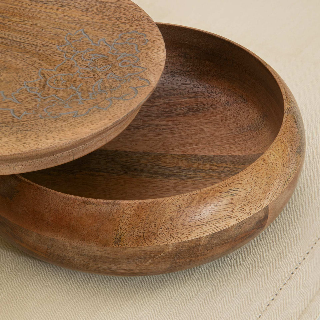 Boîte à Roti en Bois de Mangue Sculpté