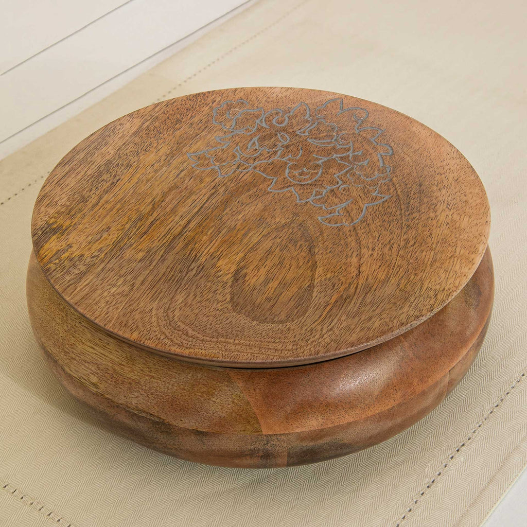 Boîte à Roti en Bois de Mangue Sculpté