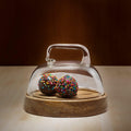 Cloche en verre dôme avec base en bois - Petite