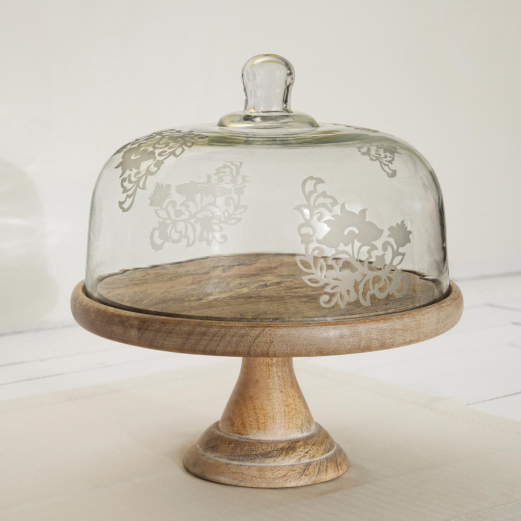 Cloche en verre Upper Crust avec socle en bois