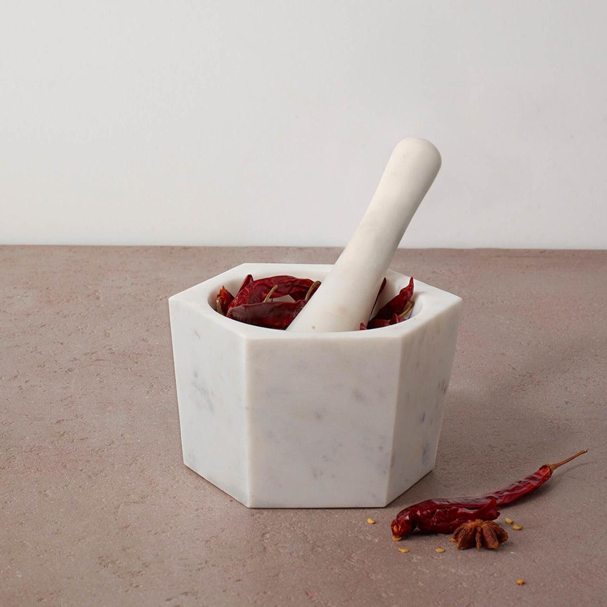 White Marble Mortar & Pestle- Small