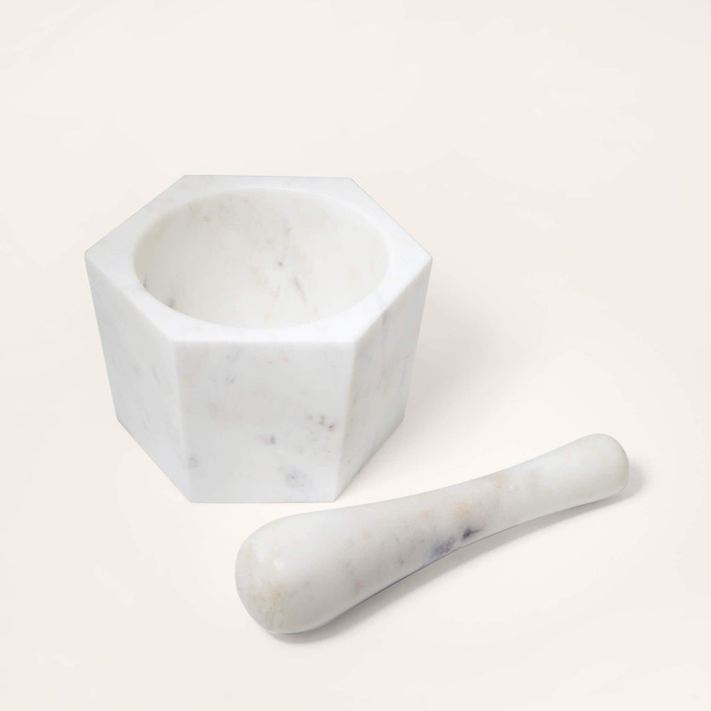 Mortier et pilon en marbre blanc - Petit