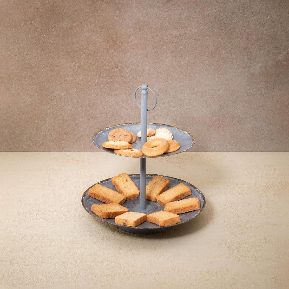 Metal Cake Stand 2 Tier Silver