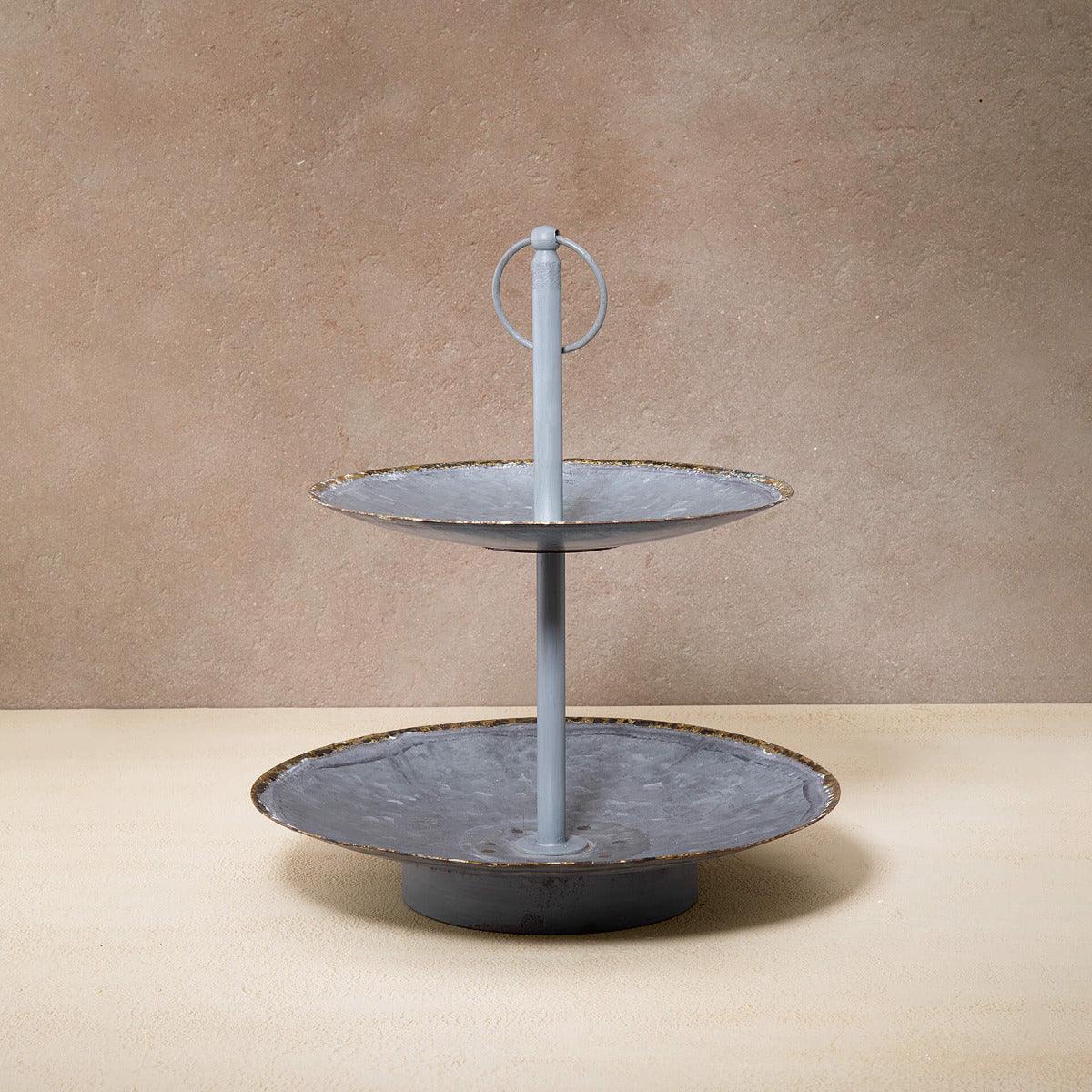Metal Cake Stand 2 Tier Silver