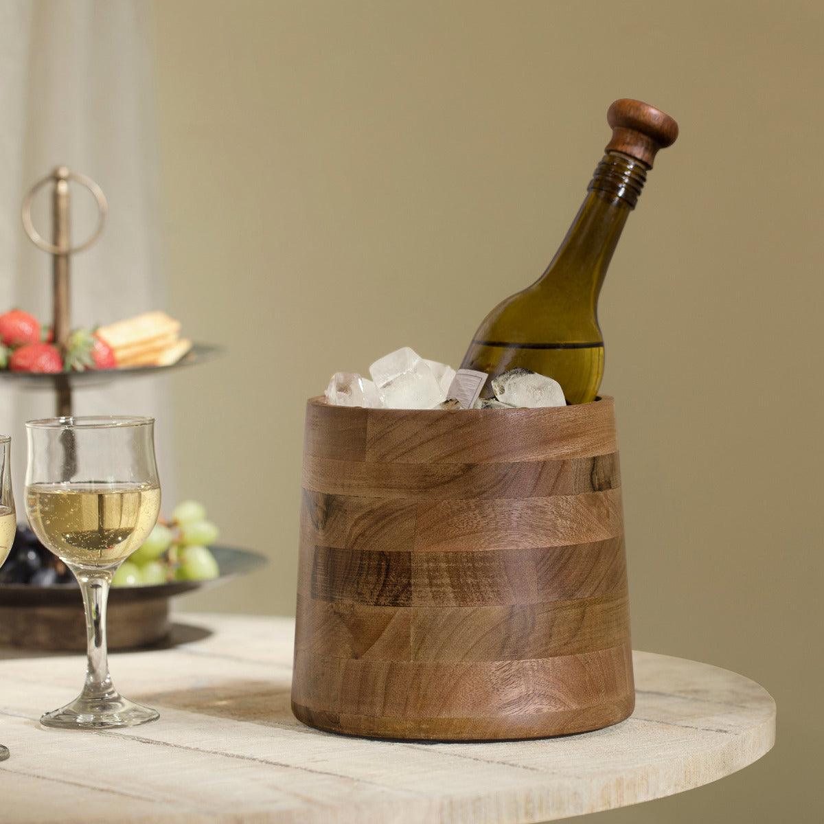 Wooden Bottle Cooler with Glass Insert