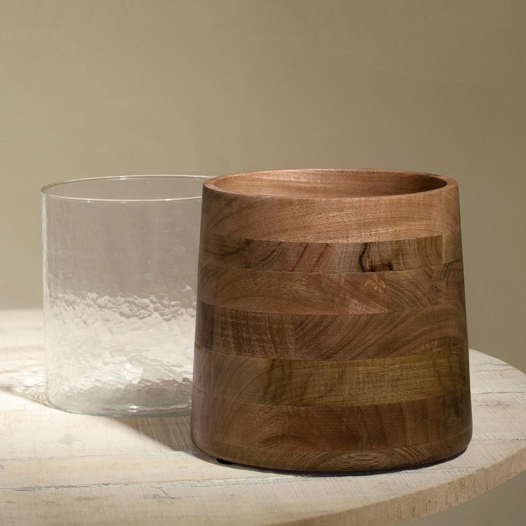 Rafraîchissoir à bouteilles en bois avec insert en verre