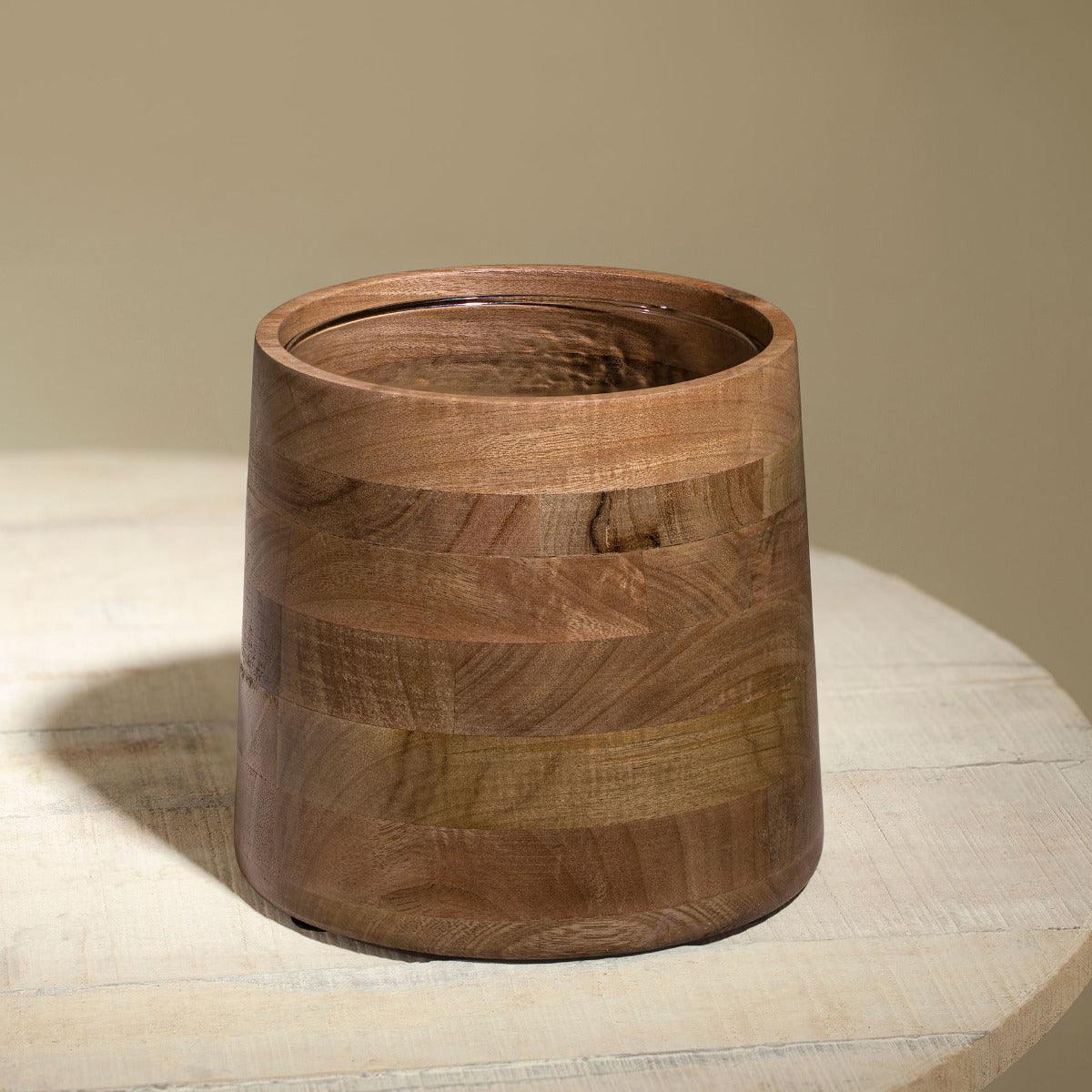 Wooden Bottle Cooler with Glass Insert
