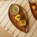 Plat de service en forme de feuille pour chips et trempette