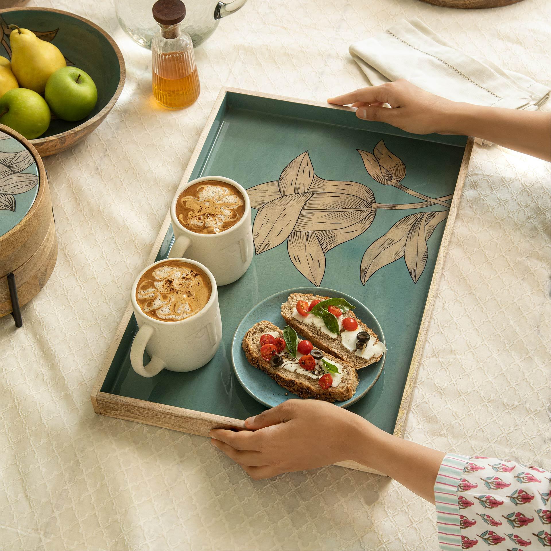Enamel Floral Rectangle Serving Tray