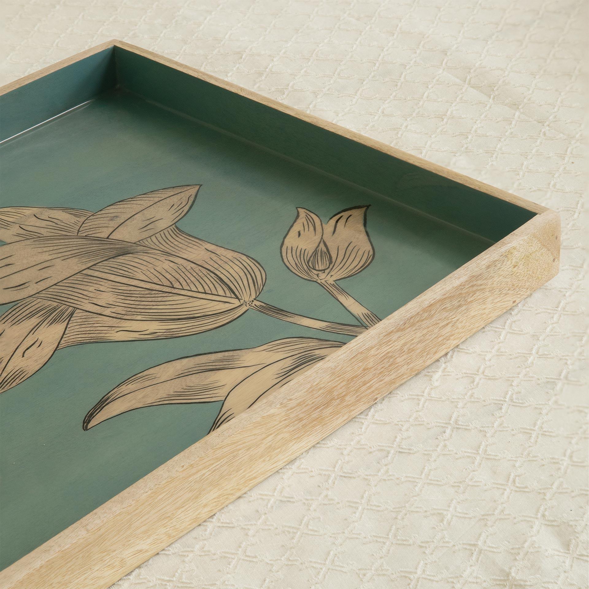 Enamel Floral Rectangle Serving Tray