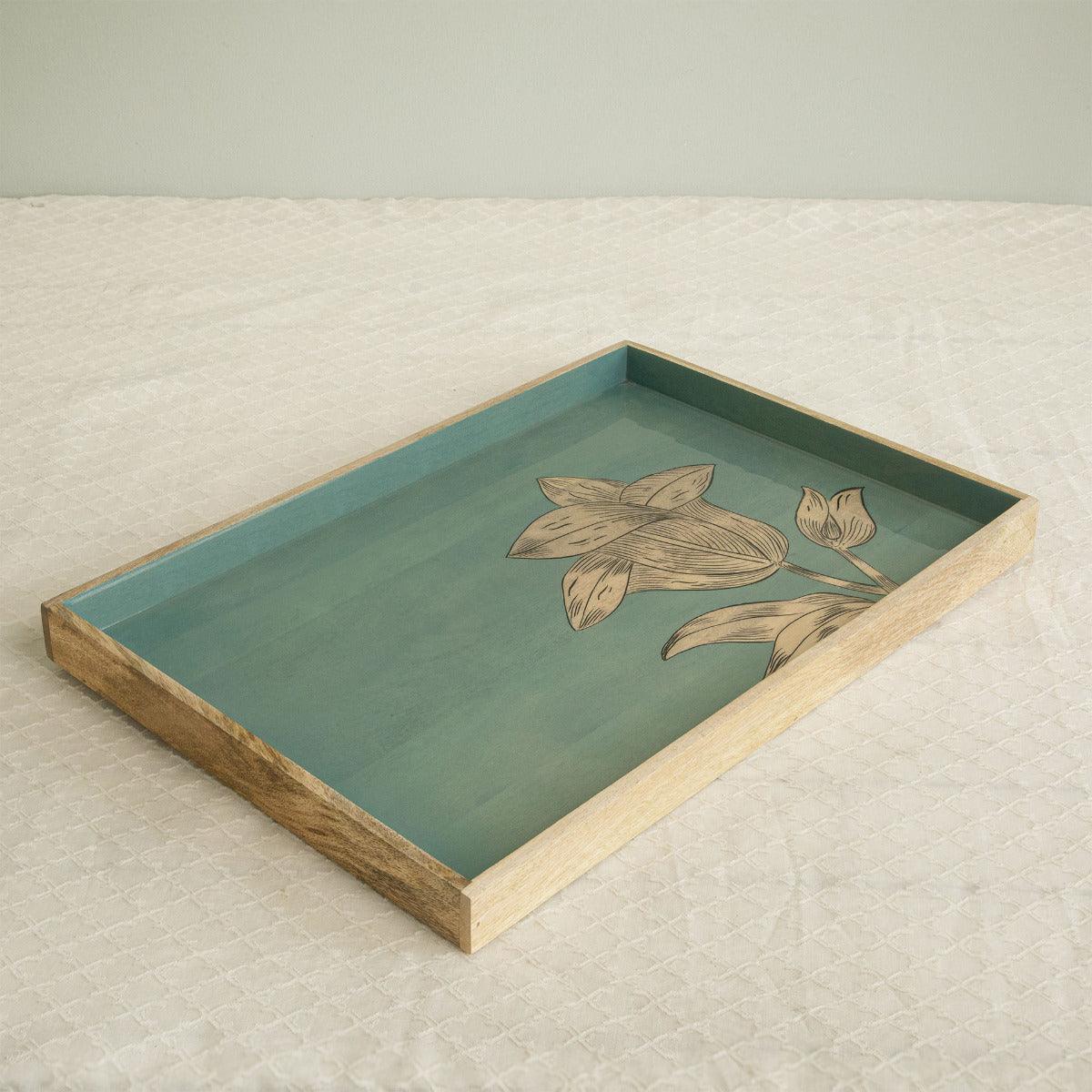 Enamel Floral Rectangle Serving Tray