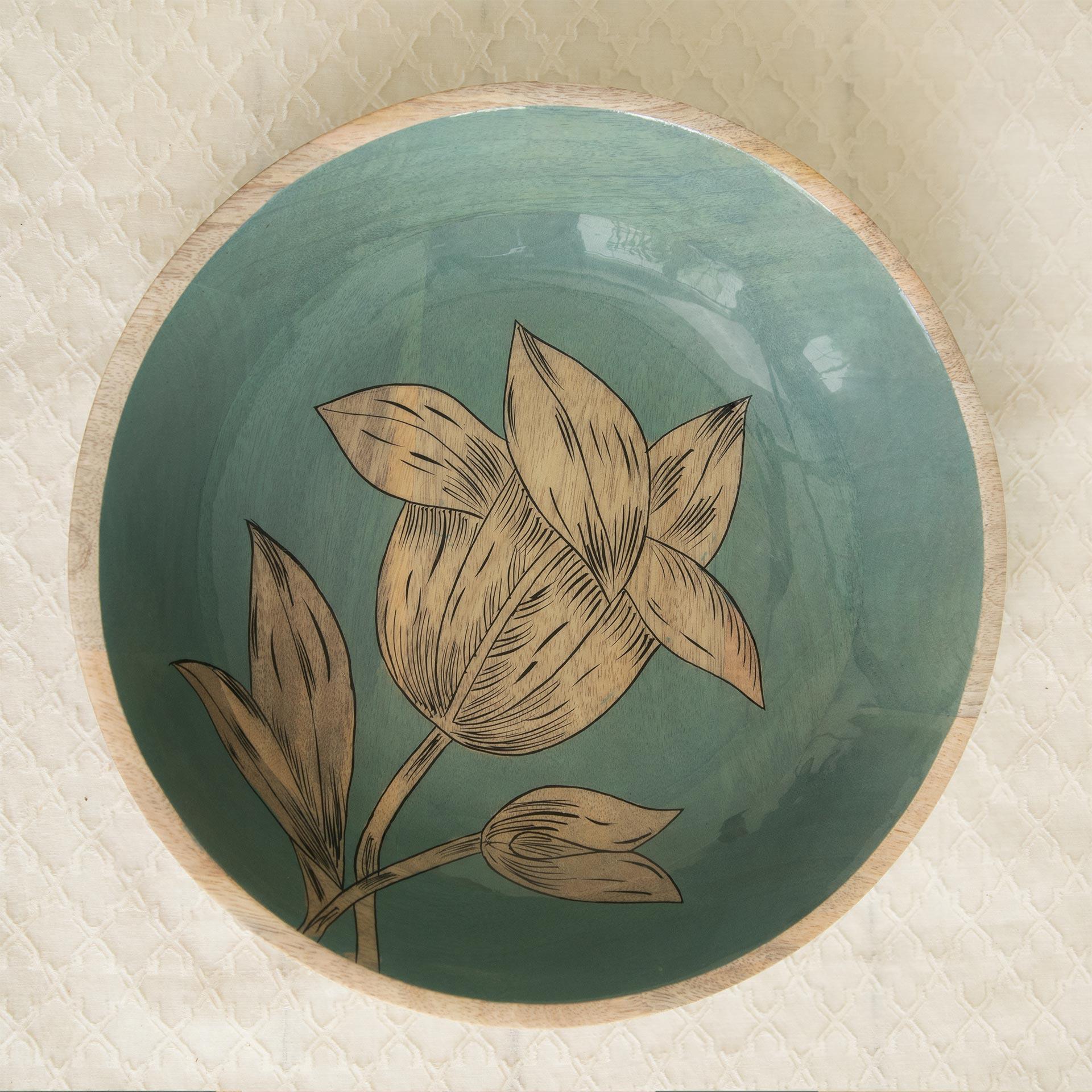 Enamel Floral Salad Serving Bowl