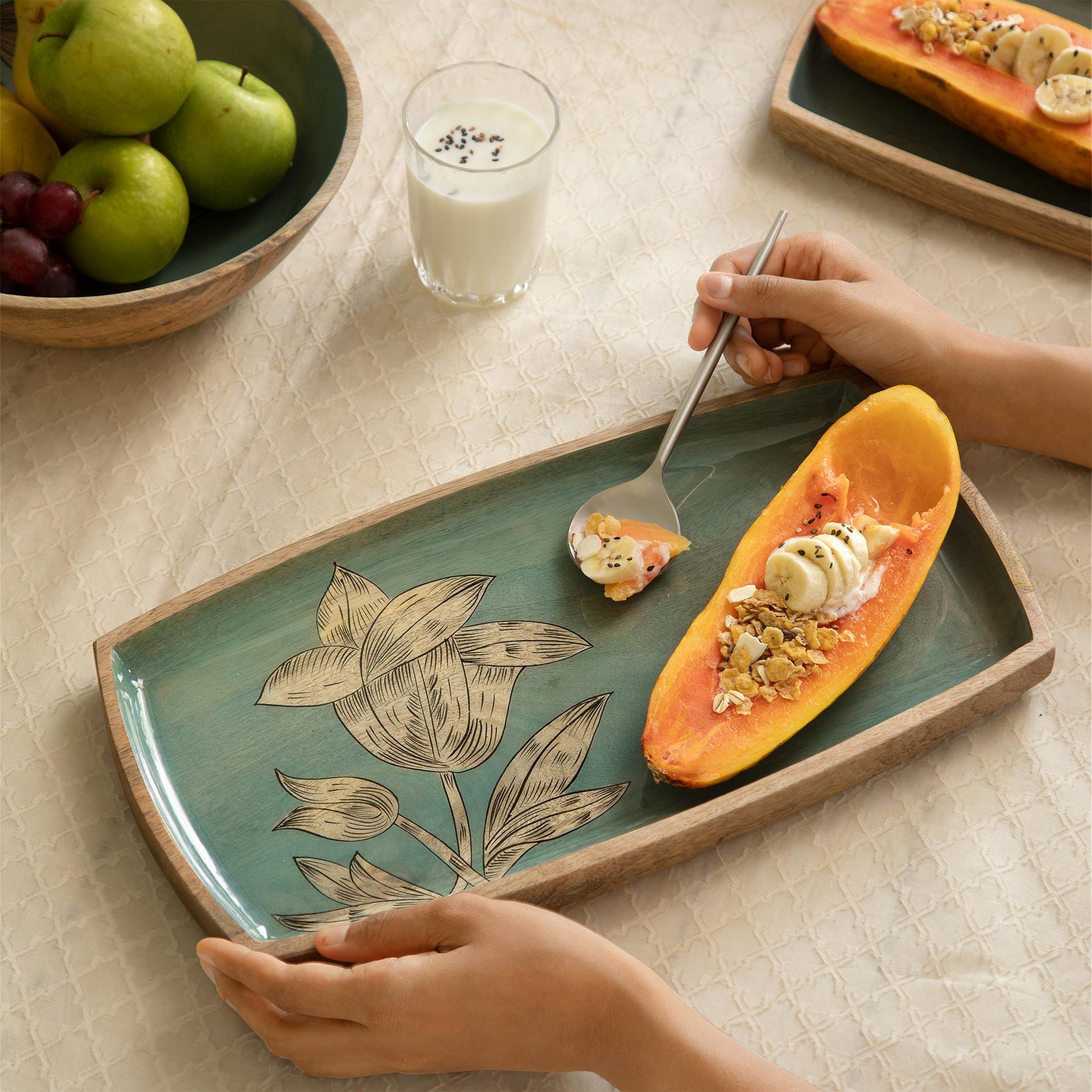 Enamel Floral Large Serving Platter