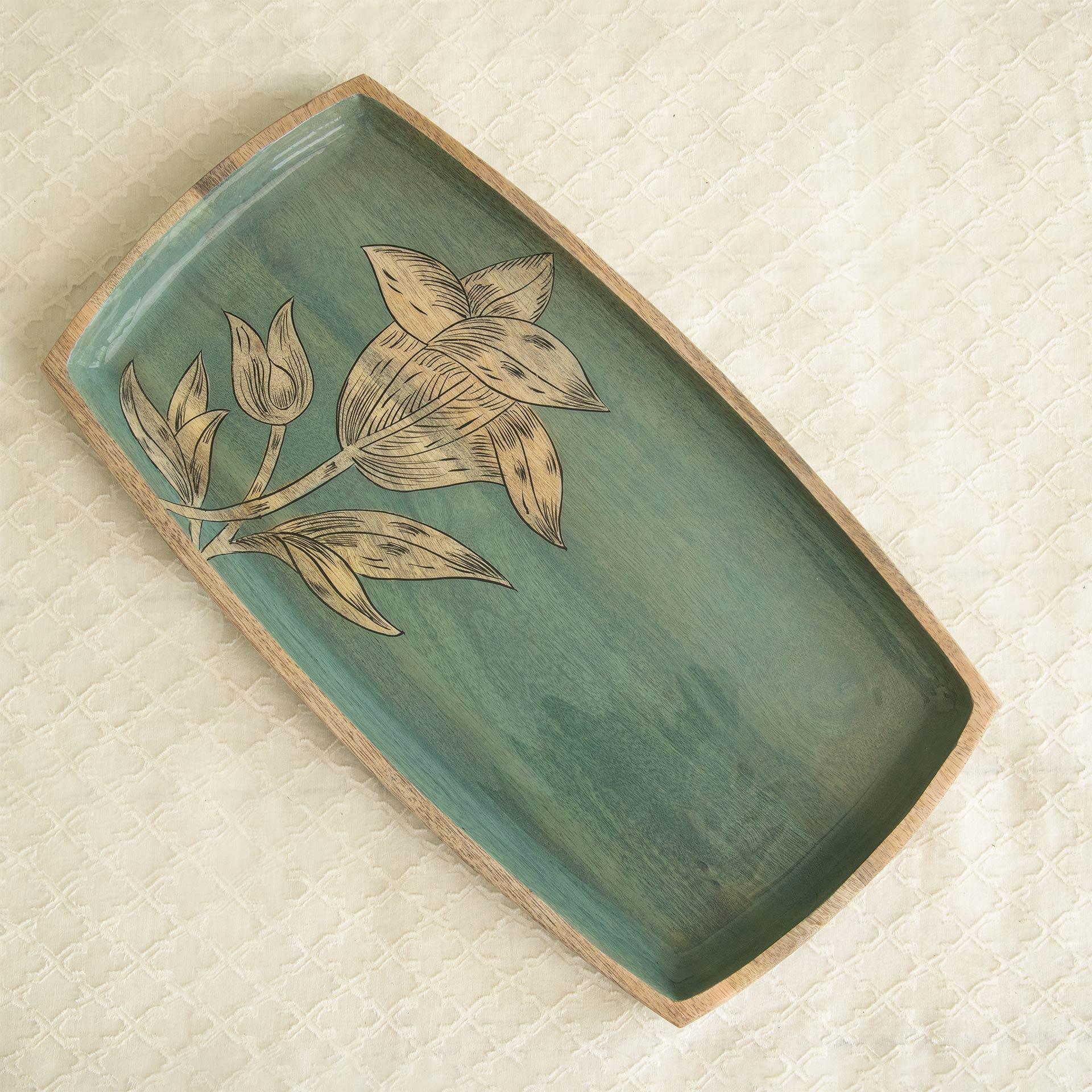 Enamel Floral Large Serving Platter