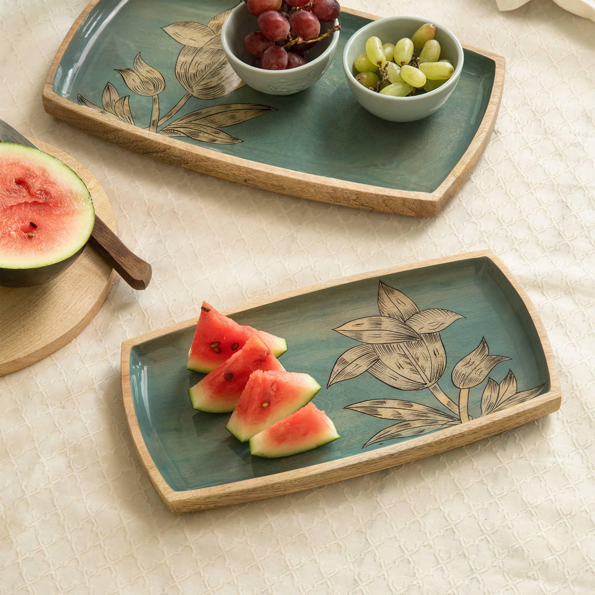 Enamel Floral Small Serving Platter