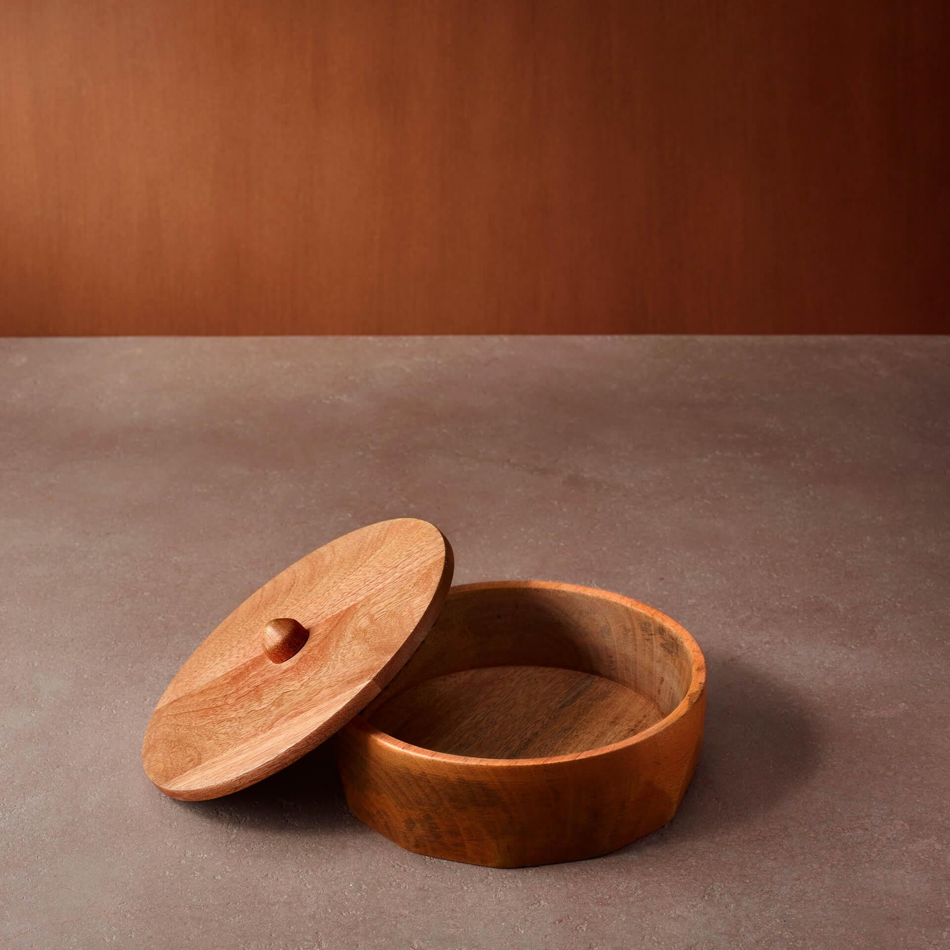 Brown Mango Wood Roti Box