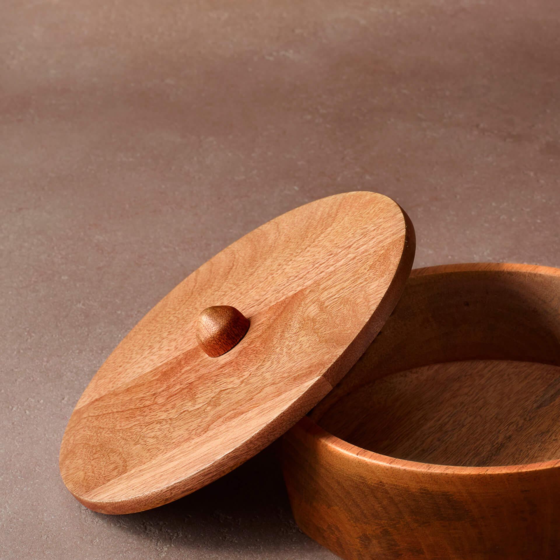 Brown Mango Wood Roti Box