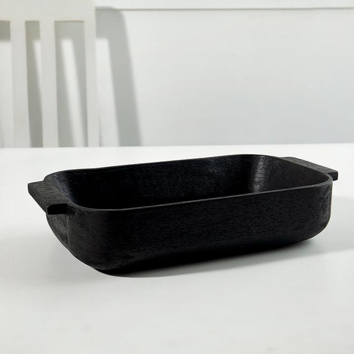 Mango Wood Basket - Matt Black