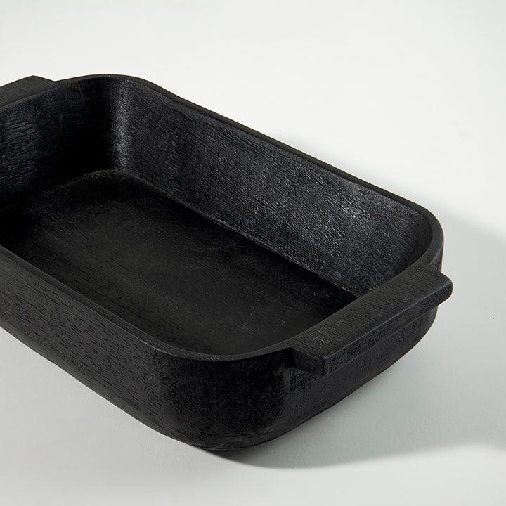 Mango Wood Basket - Matt Black